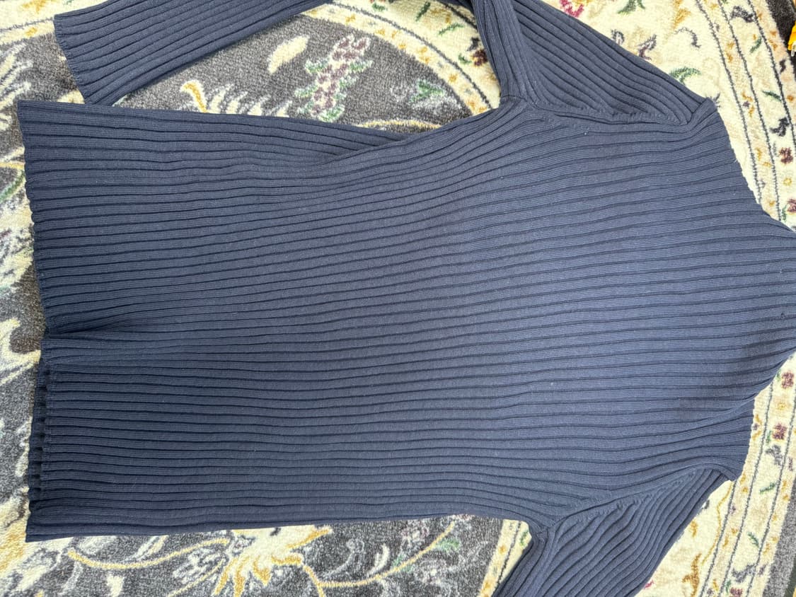 아모멘토 리브드 하이넥 가디건 네이비 상품이미지4