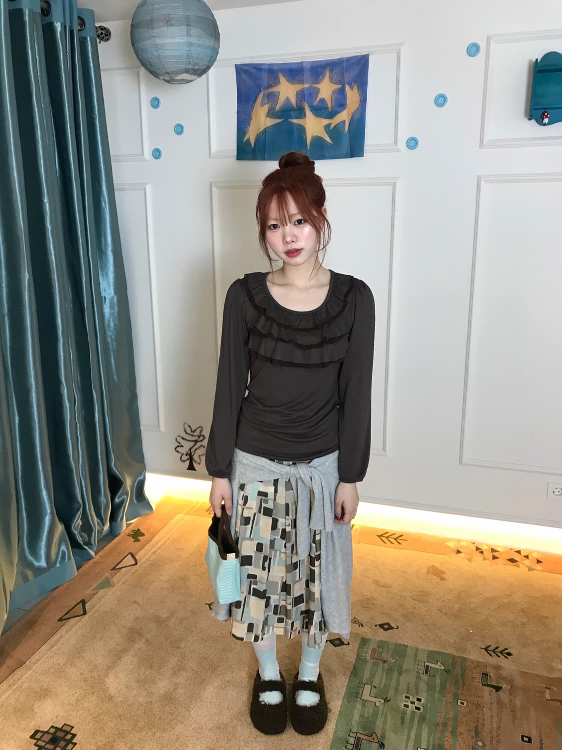 귀여운 프릴 디테일 티와 조화로운 포인트 스커트•• 🥥👝 상품이미지5