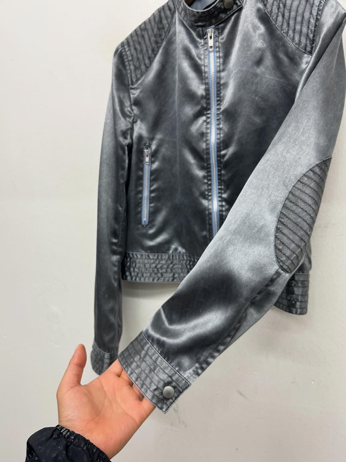 i.o Quilted Biker Style Jacket – Metalli 상품이미지3