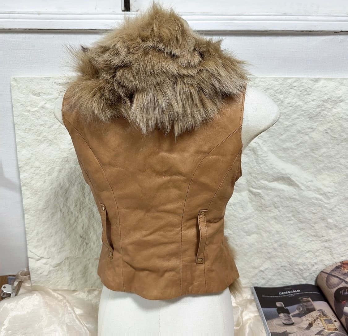 빈티지  ONLY 여우털 폭스퍼 양가죽 조끼 베스트 상품이미지3
