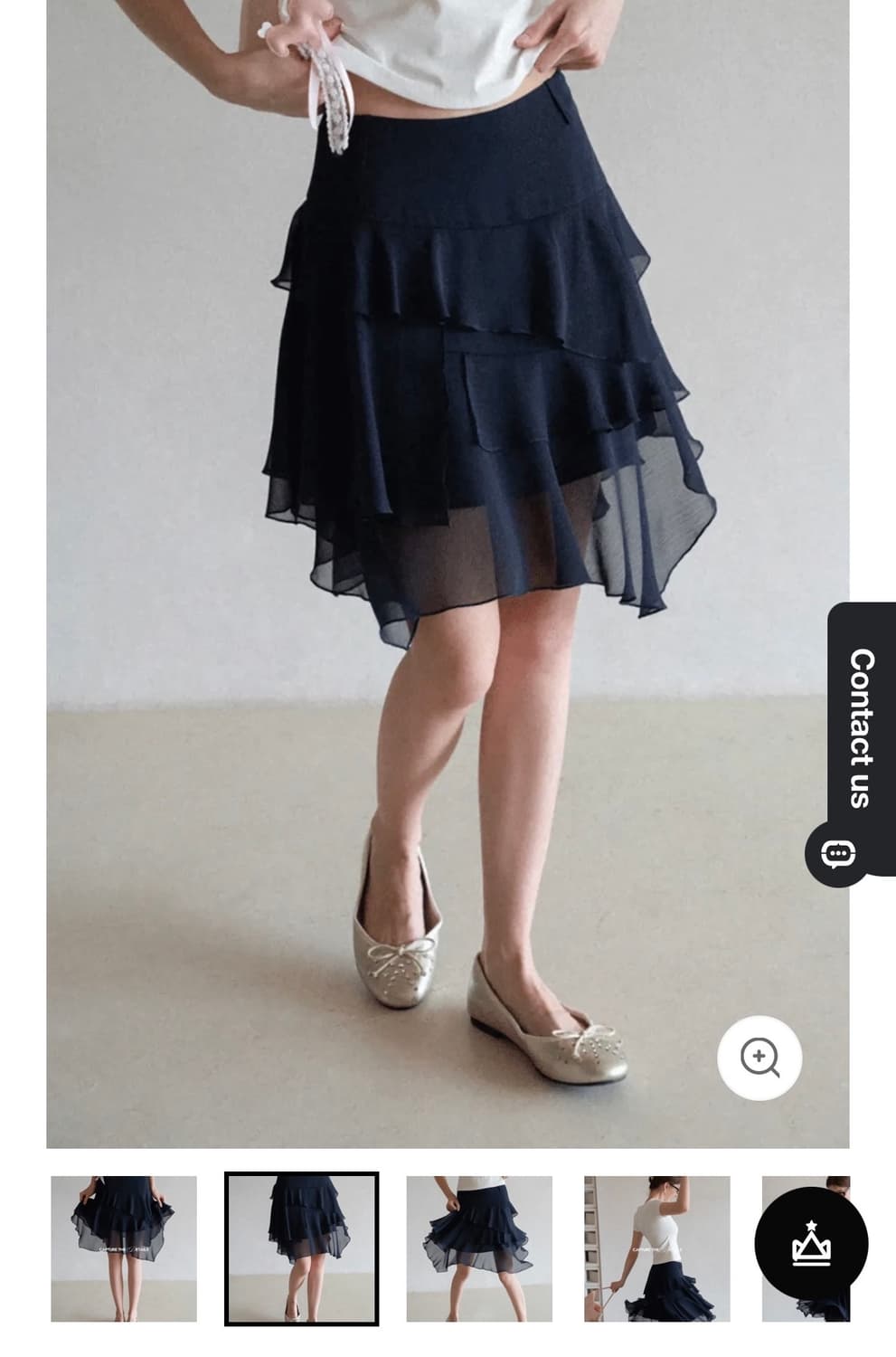 에그카 eggka 레이어드 러플 미디스커트 상품이미지1