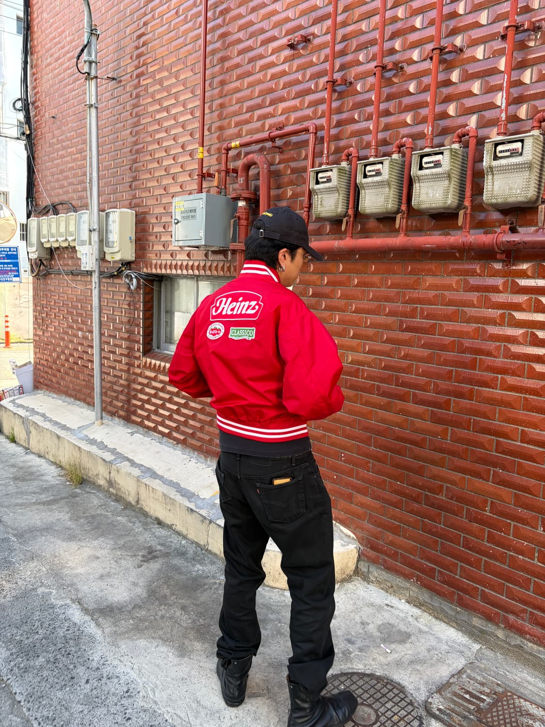하인즈(HEINZ) 재팬 레드컬러 양면 자수 패치 나일론 스타디움 자켓 상품이미지4