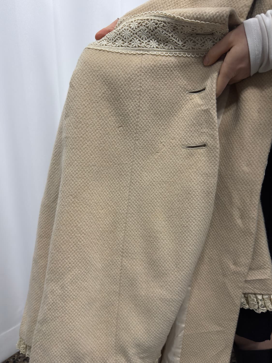 lace detail button wool coat 상품이미지7