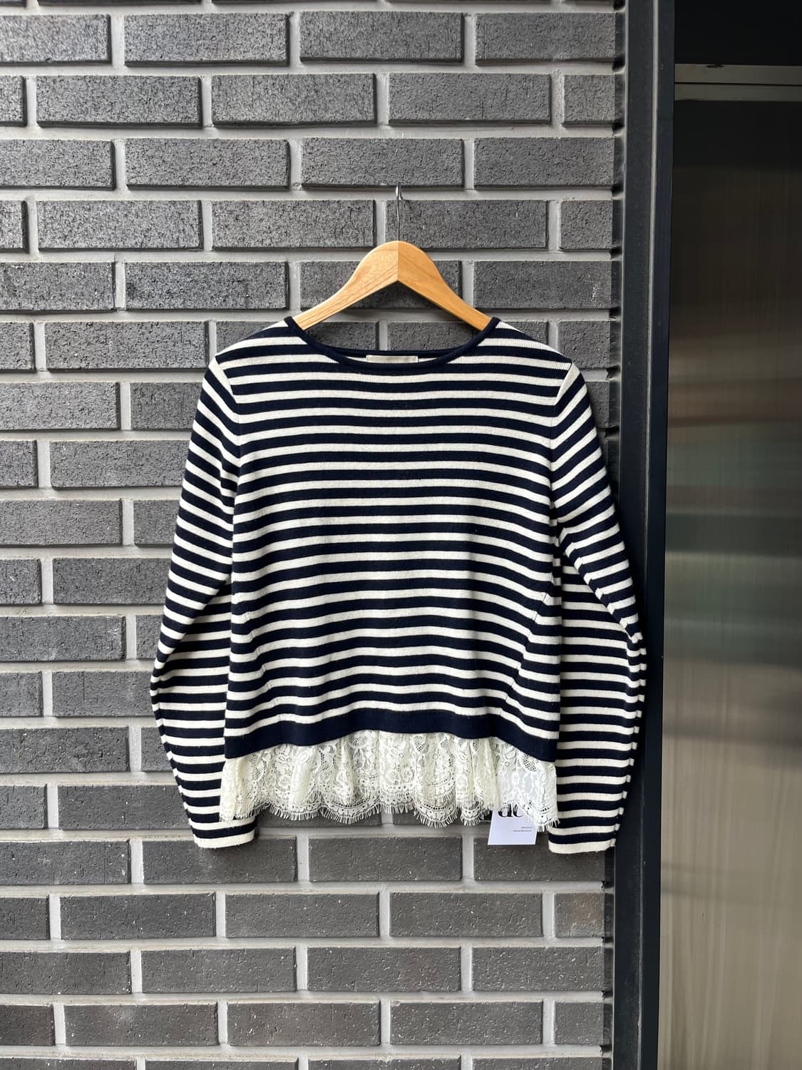 B.MING by beams 레이스 스트라이프 니트 상품이미지1