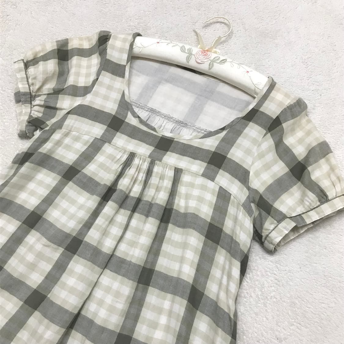 모리걸 아오이유우 그린 체크 원피스 상품이미지1