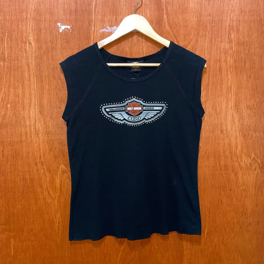 (L) USA Harley Davidson 할리 프린팅 슬리브리스 나시 상품이미지1