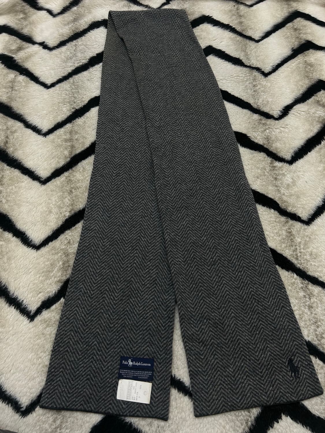 폴로랄프로렌 헤링본 메리노울 머플러/그레이 상품이미지2