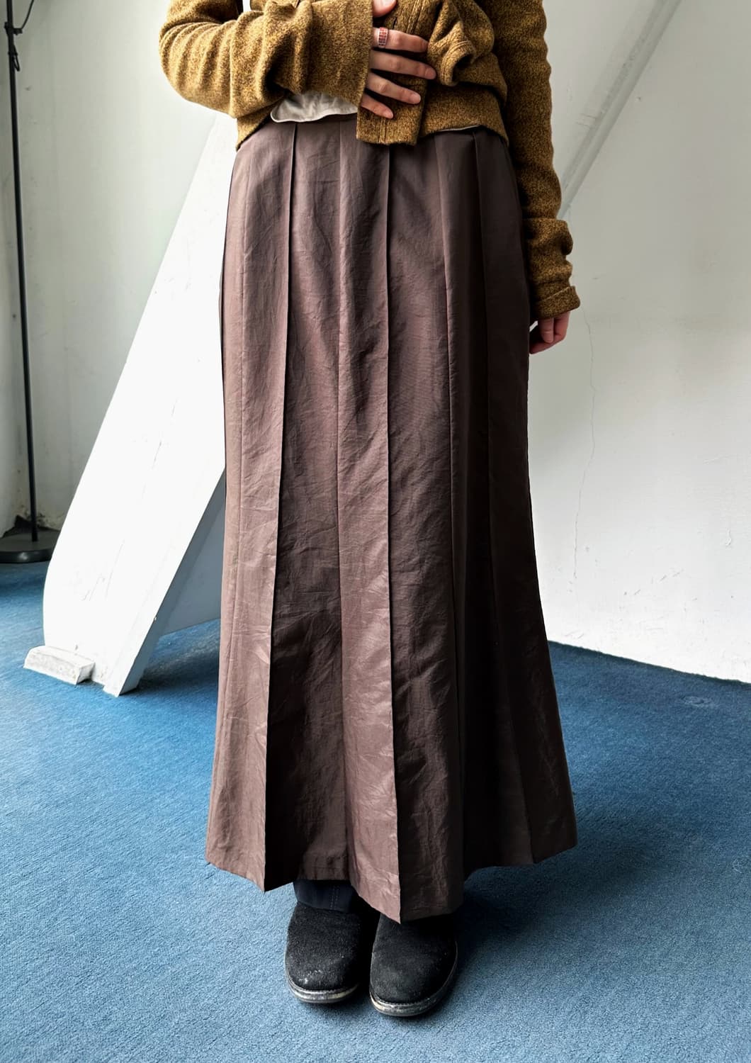 Washed nylon fabric design panel skirt 상품이미지9