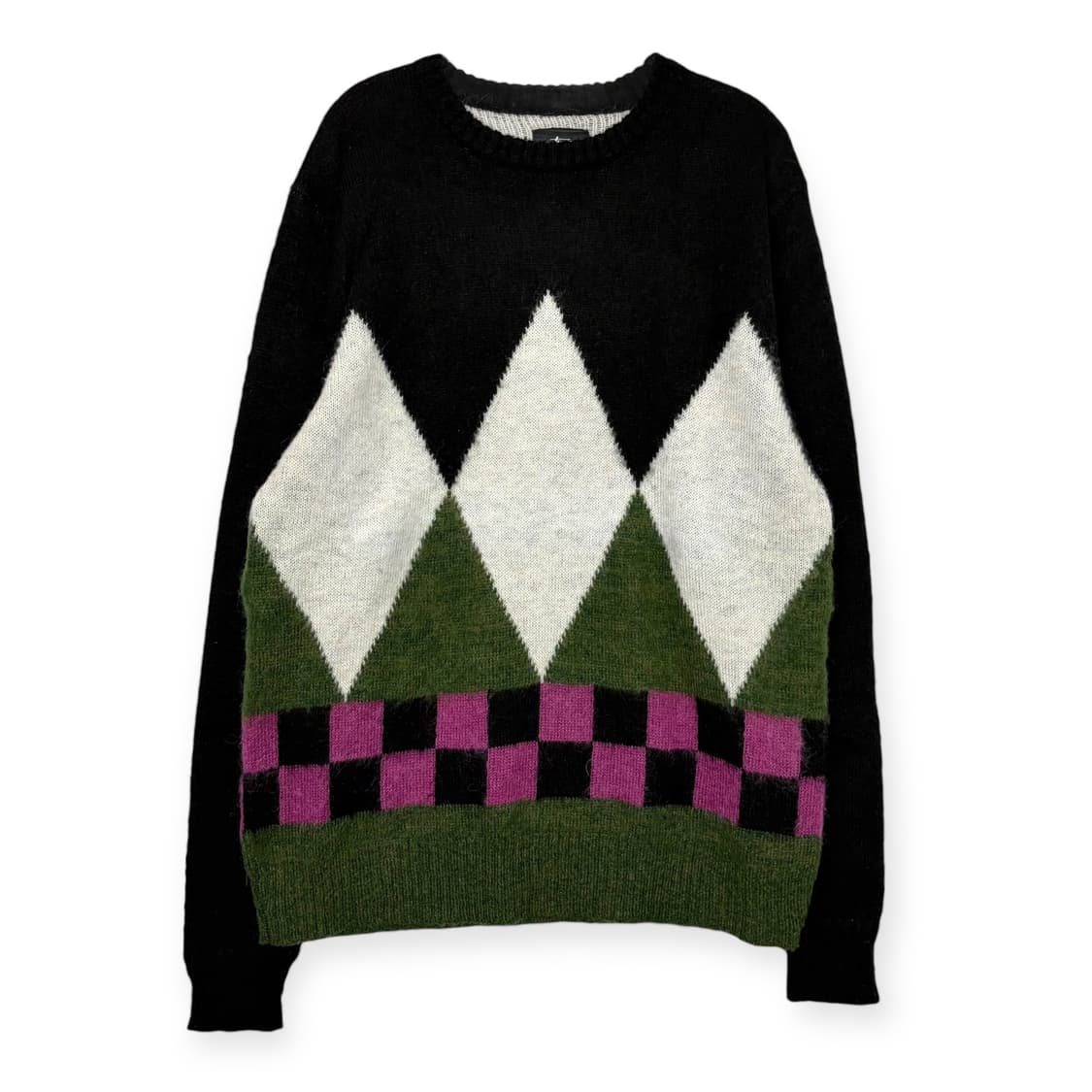 스투시 다이아몬드 체크 모헤어 니트 티셔츠 상품이미지1