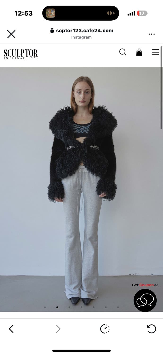 스컬프터 Beaded Faux Fur Robe Black 퍼자켓 상품이미지2