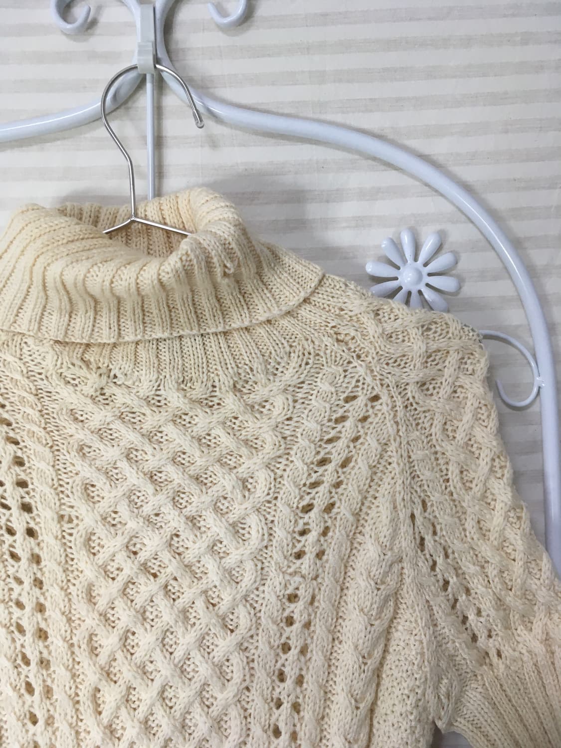 빈티지 아이보리 목폴라 니트 y2k 스트릿 갸루 펑키 일본빈티지679 상품이미지3