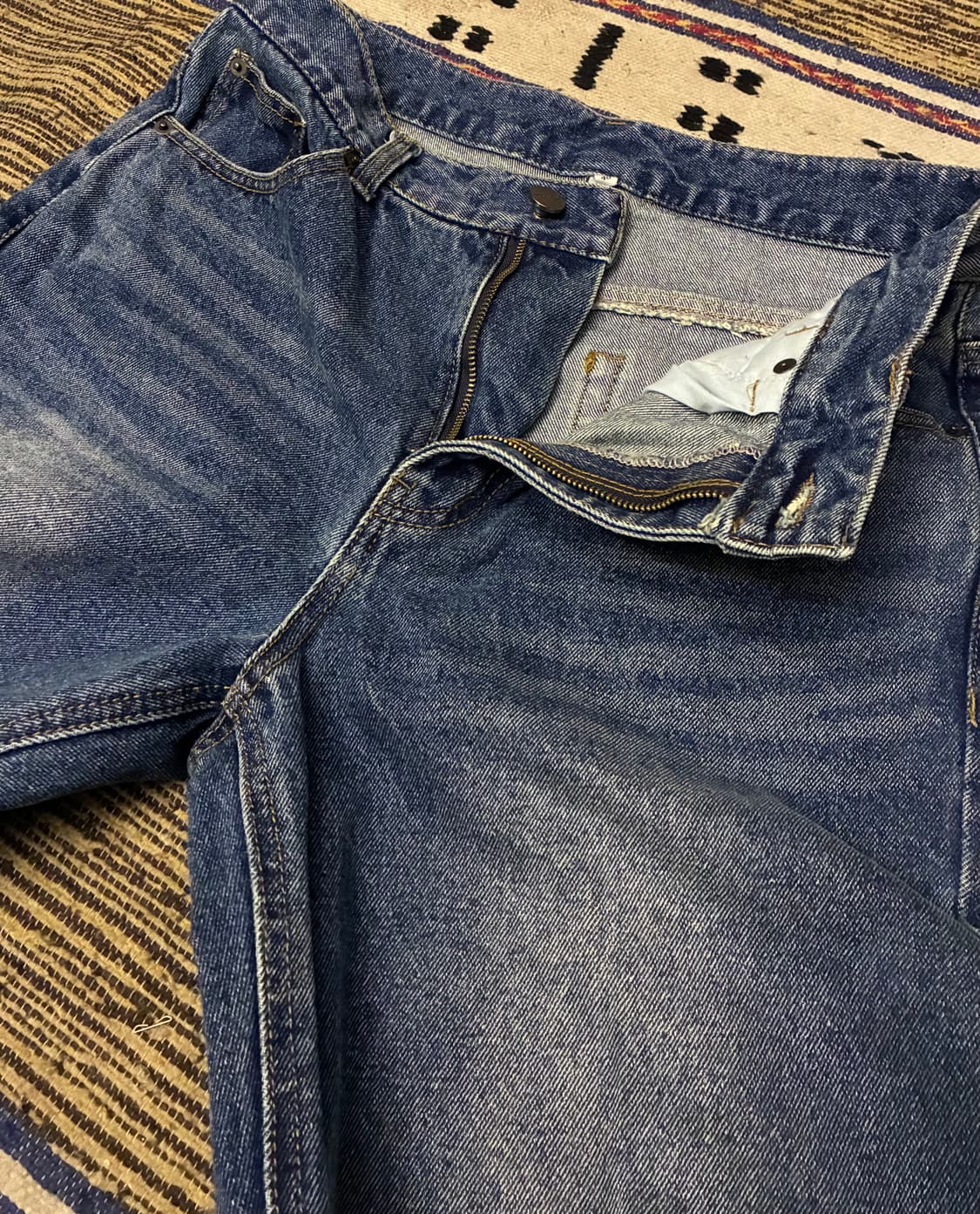 (48/30)noirer 노이어 클래식 와이드 데님팬츠 미드블루 청바지 상품이미지3