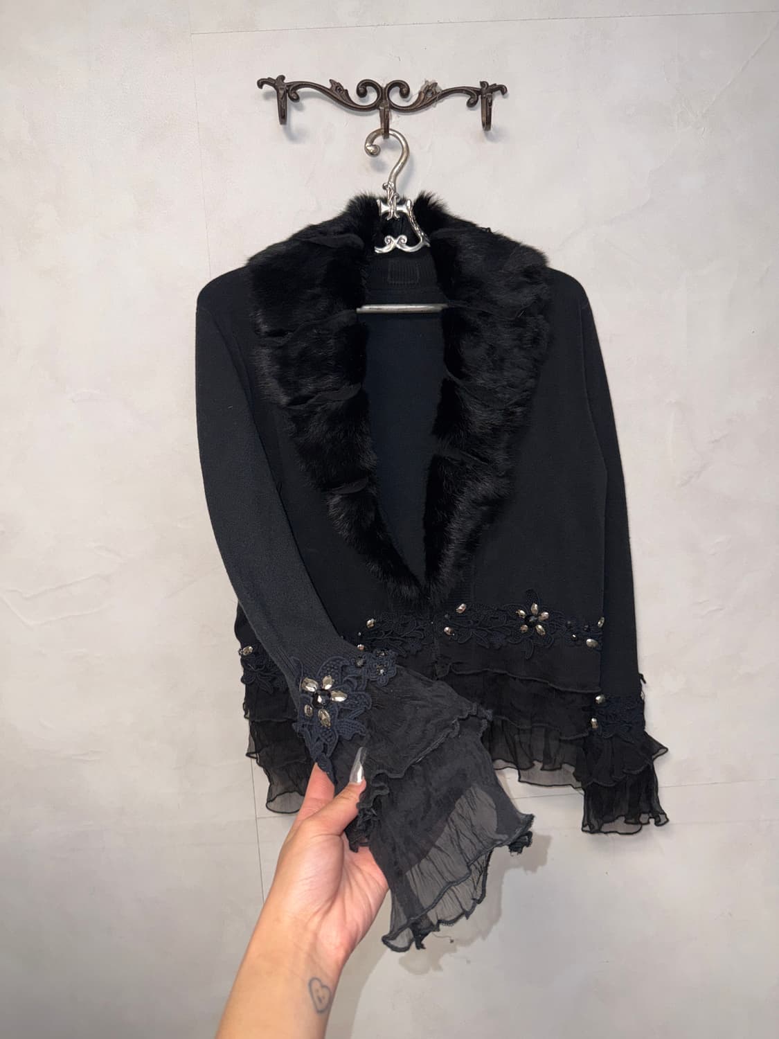 Black rabbit fur fairy cubic silk 가디건 상품이미지2