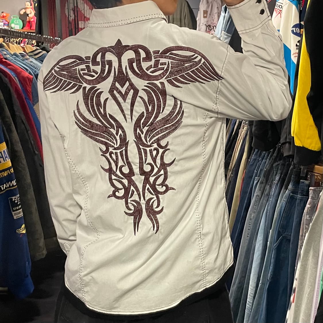 [IM] vtg 웨스턴 자수 화이트 셔츠 상품이미지6