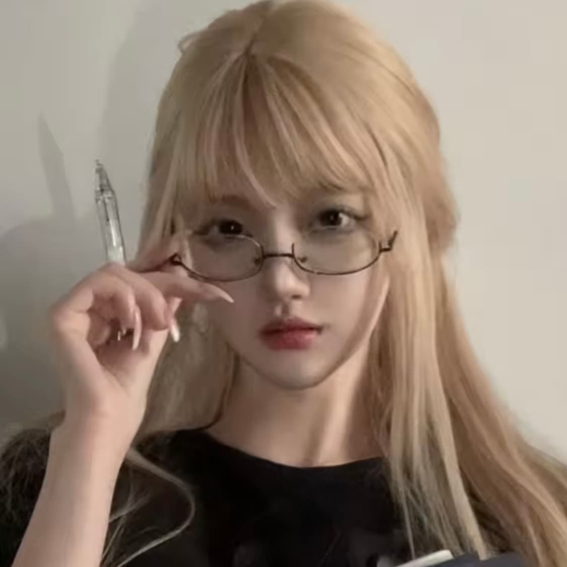 역반무테 반무테 하프 반테 원형 안경 블랙 상품이미지4