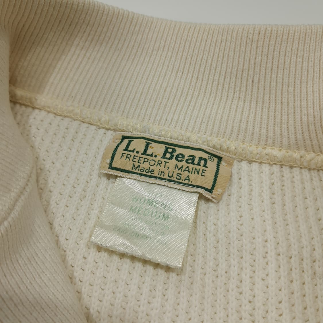 CL039 엘엘빈 미국판 80s그린라벨 믹스니트 아이보리 헨리넥 니트 상품이미지4