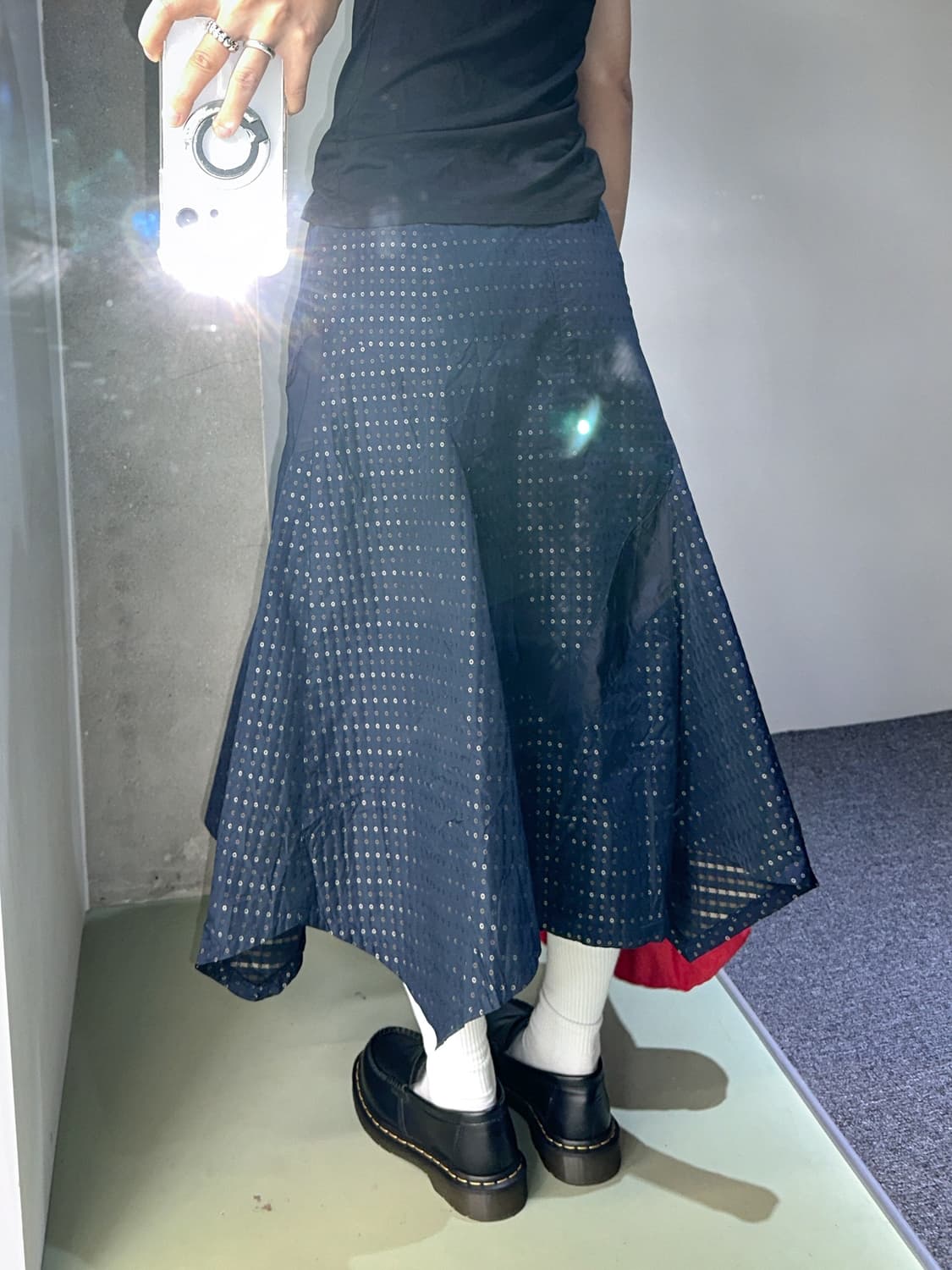 navy pattern side pocket skirt 상품이미지3