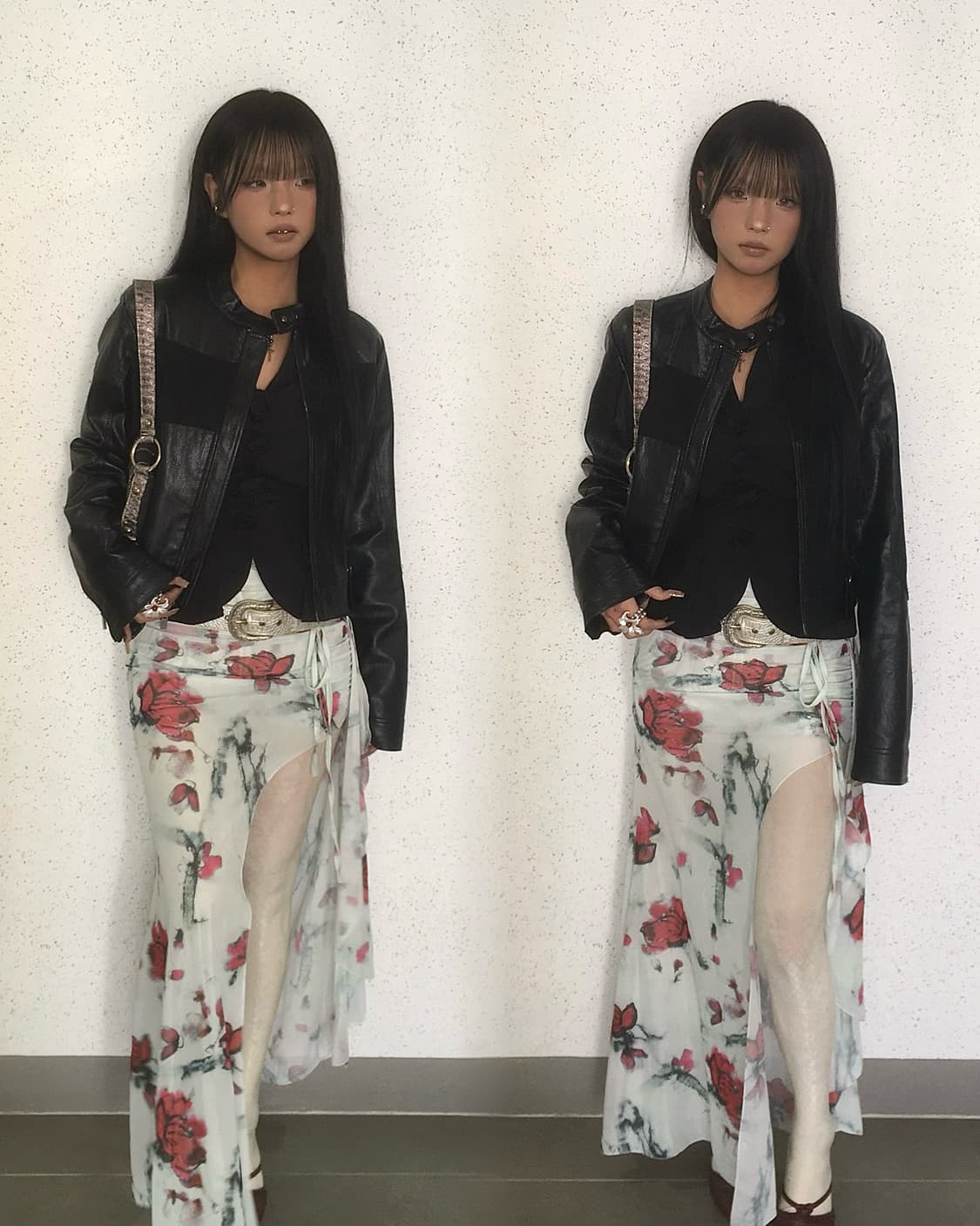 Sky blue oriental floral ruffle satin sk 상품이미지3