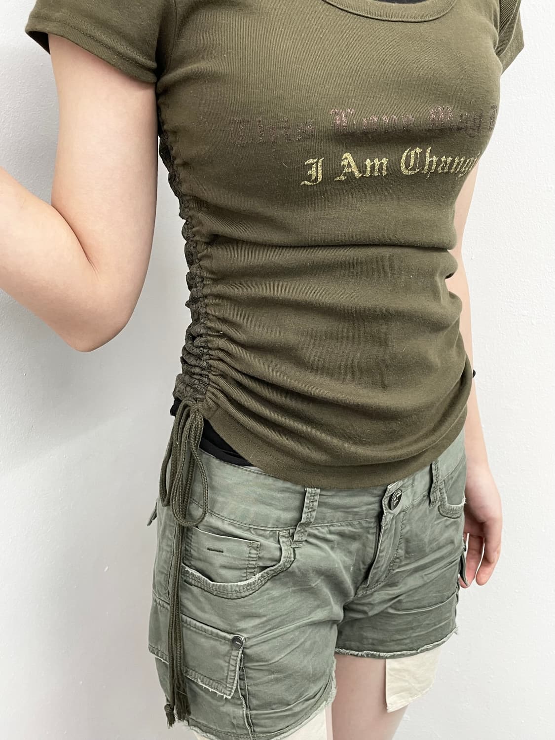 y2k 그런지 셔링 레이스 탑 상품이미지3