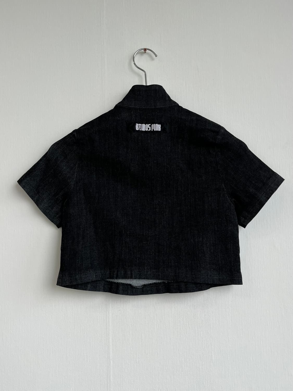Vintage half zip-up black denim crop 상품이미지3