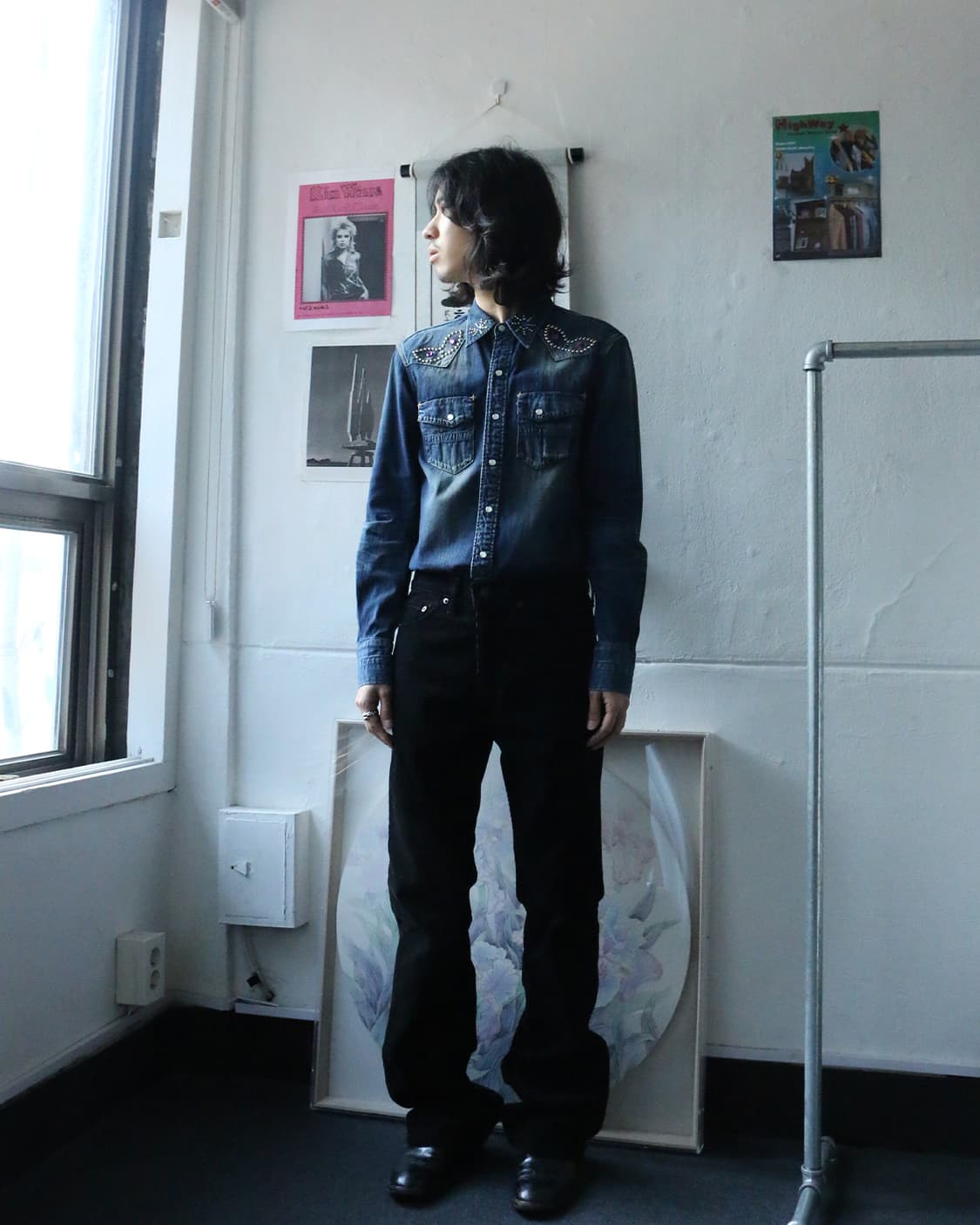 넘버나인 웨스턴 스터드 데님 셔츠 상품이미지3