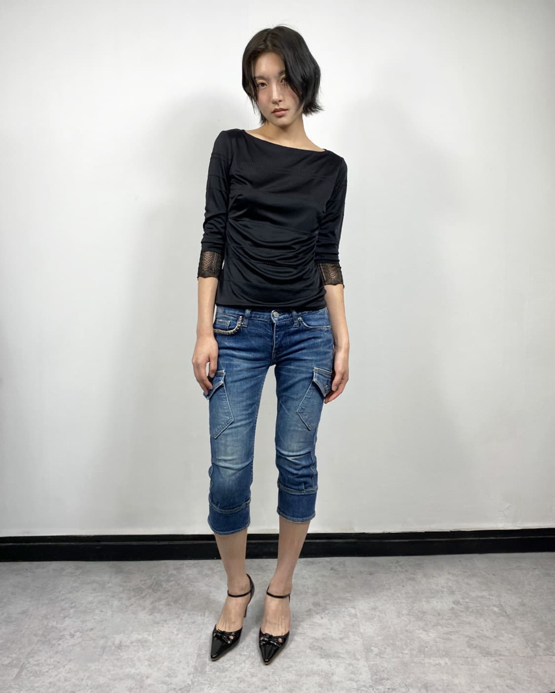 히스테릭 글래머 스터드 카프리 데님 상품이미지4