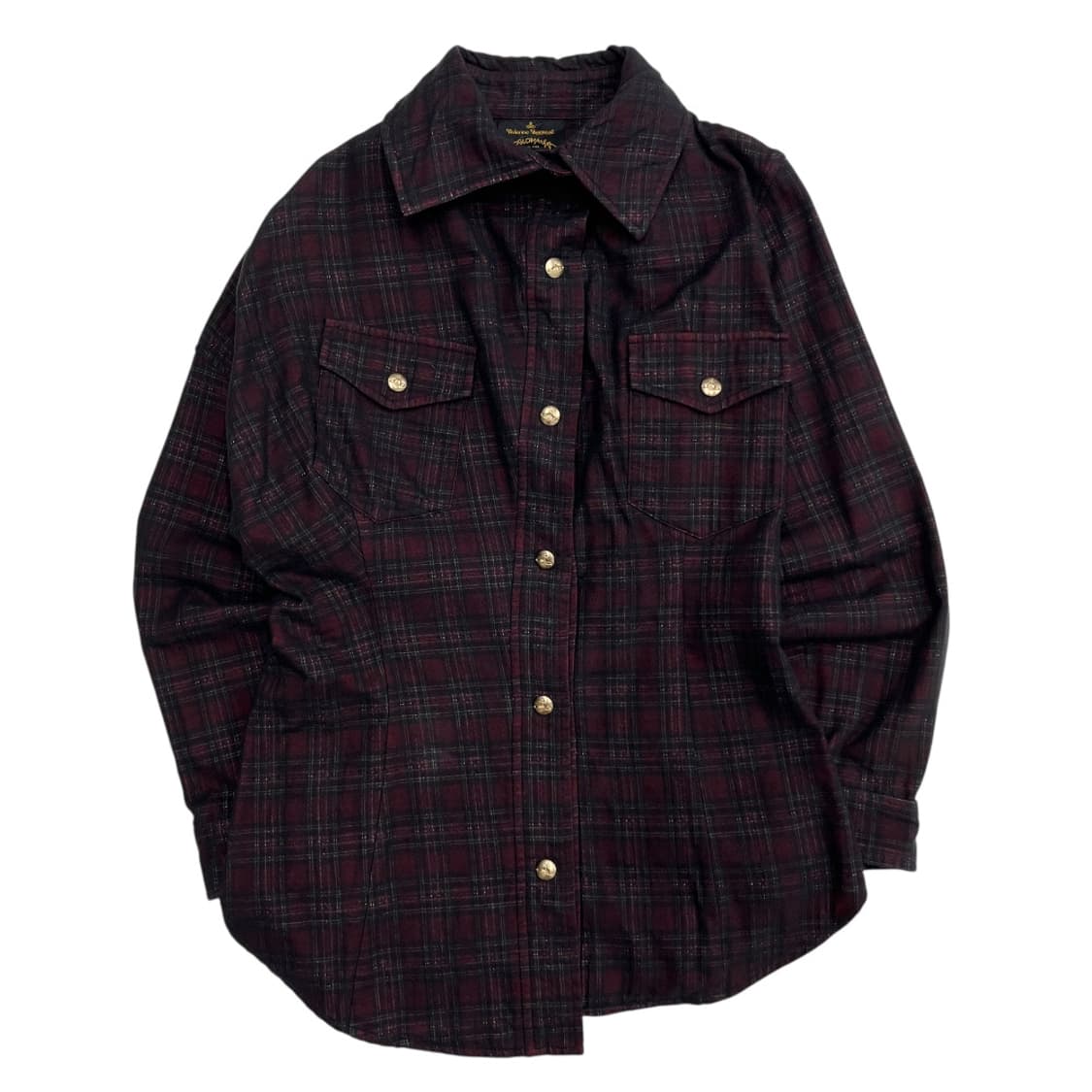 비비안웨스트우드 언발란스 골드버튼 체크 셔츠 40 상품이미지3