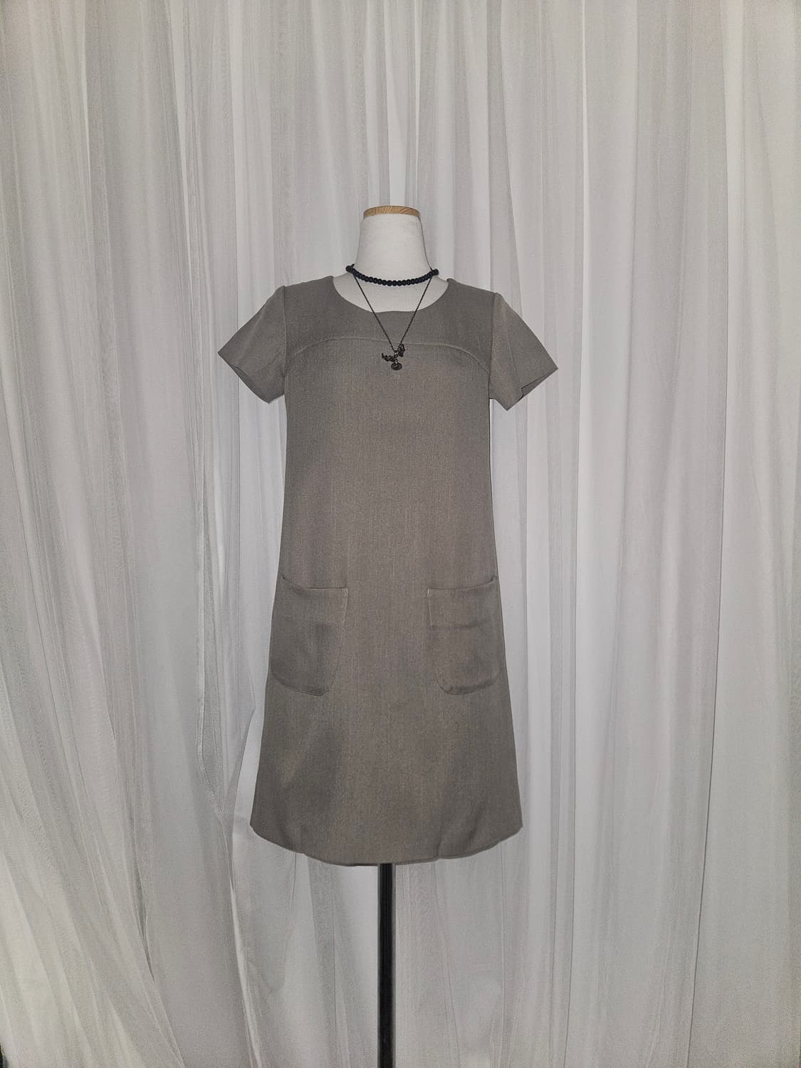 proportion 빈티지 베이지라떼 더블 포켓 원피스 상품이미지1