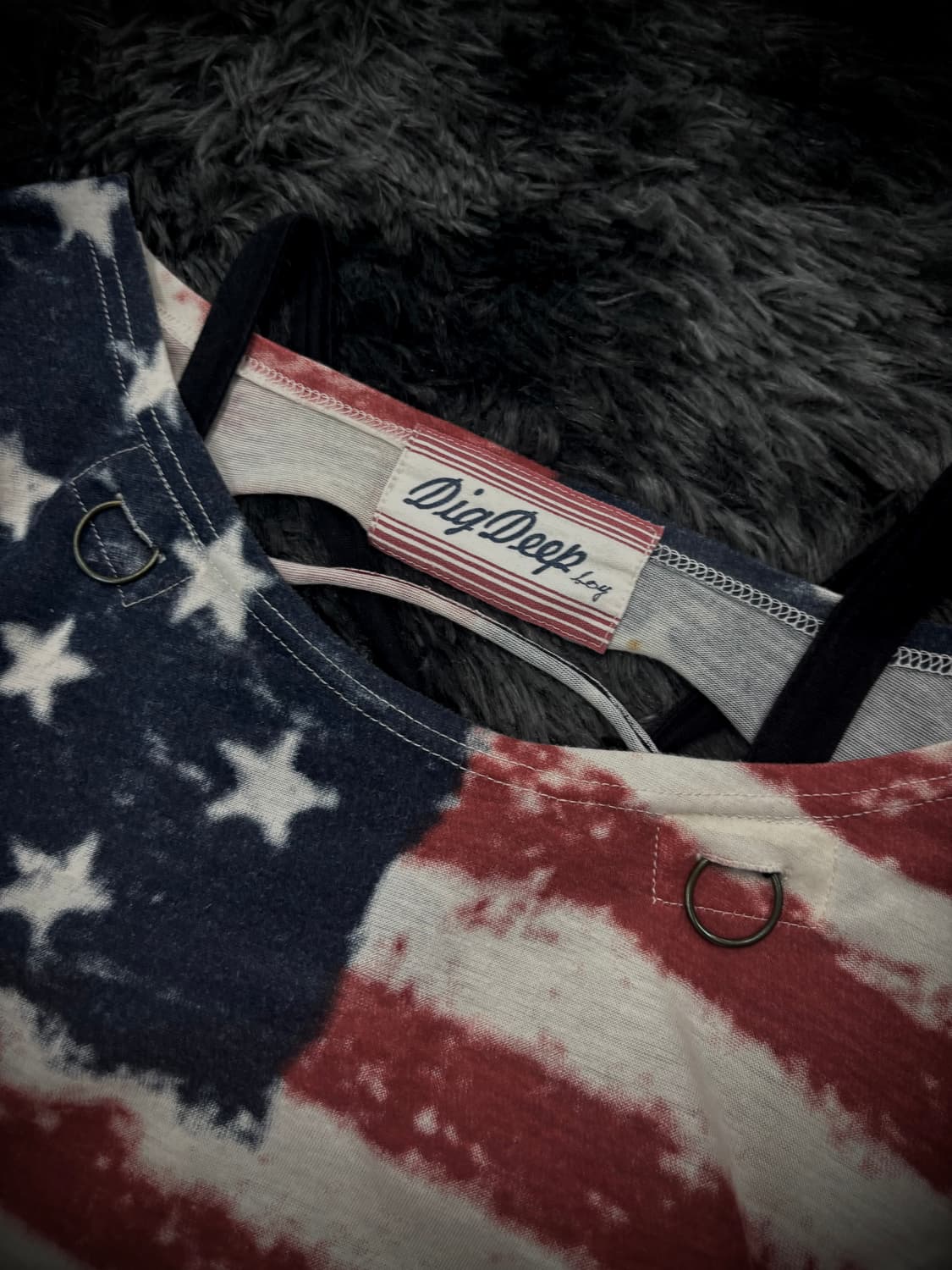 Dig Deep 성조기 패턴 오프숄더 반팔 티셔츠 상품이미지6