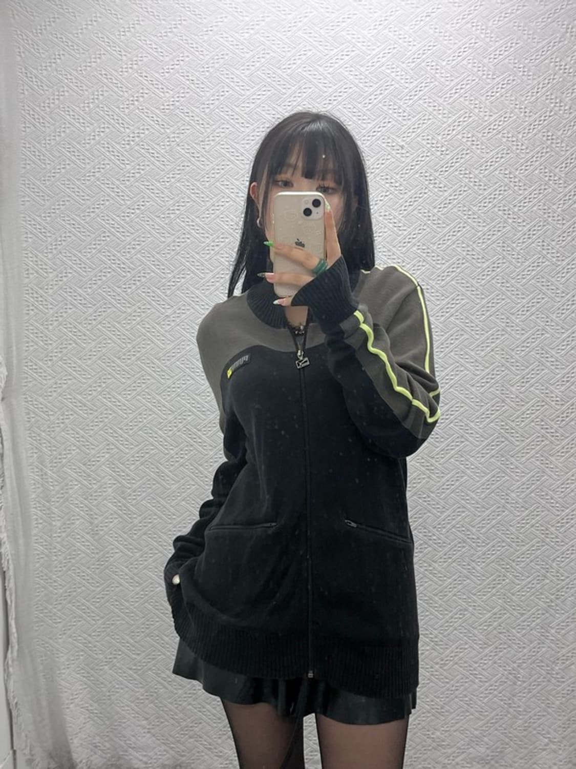 푸마 올드스쿨 레트로 배색 후드 집업 니트 가디건 L C09245 상품이미지1