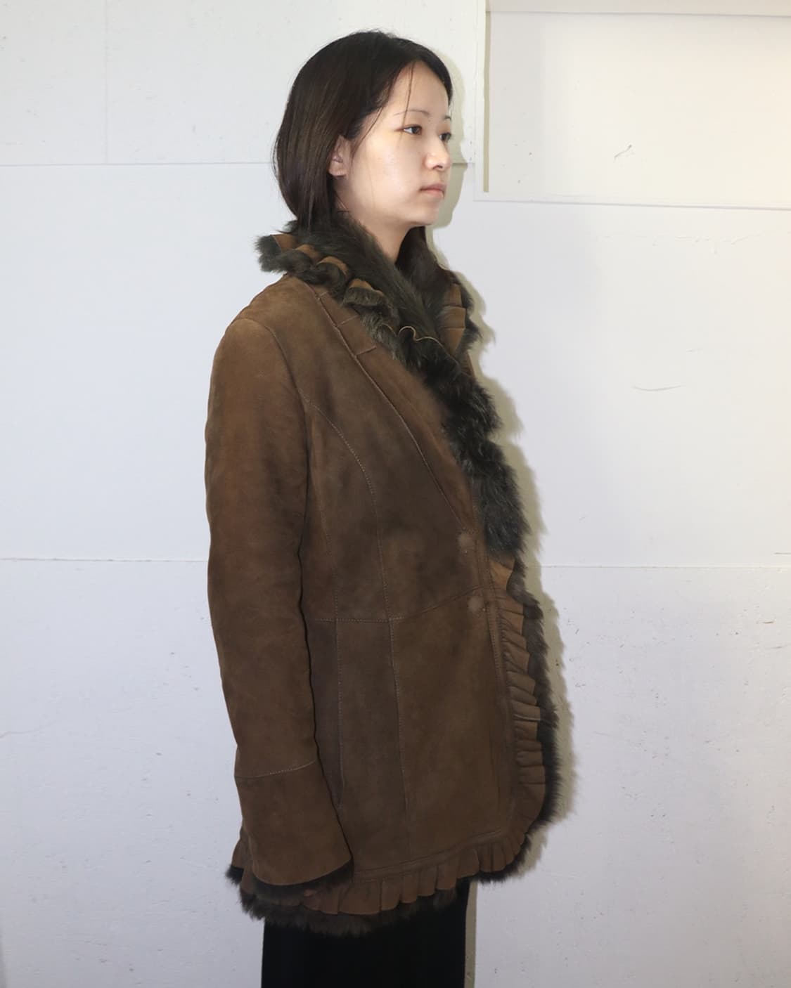 이탈리아 빈티지 러플 카라 시어링 자켓 상품이미지2