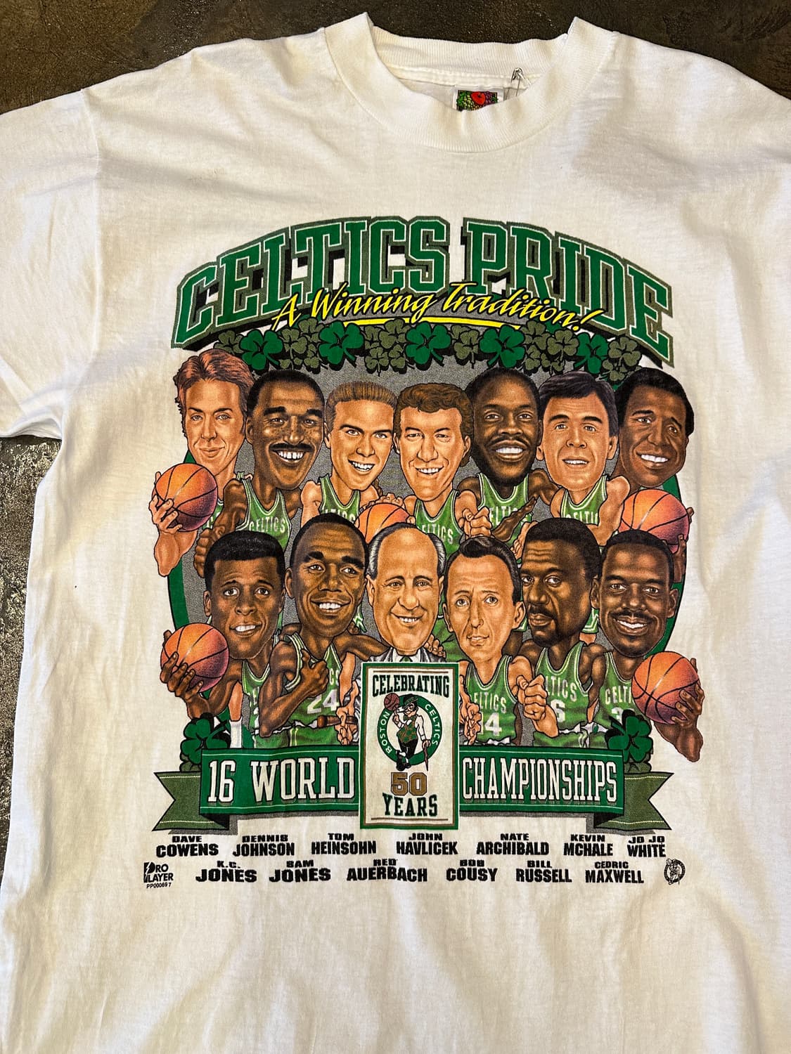90s NBA 보스턴 셀틱스 싱글스티치 50주년 그래픽 반팔티 L 상품이미지3