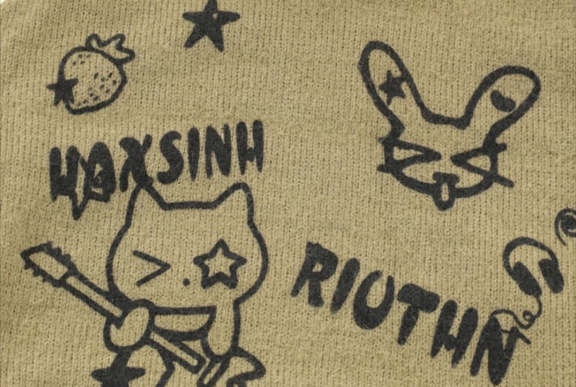 키치 나그랑 배색 스프라이트 오버핏 니트 후드티 상품이미지3