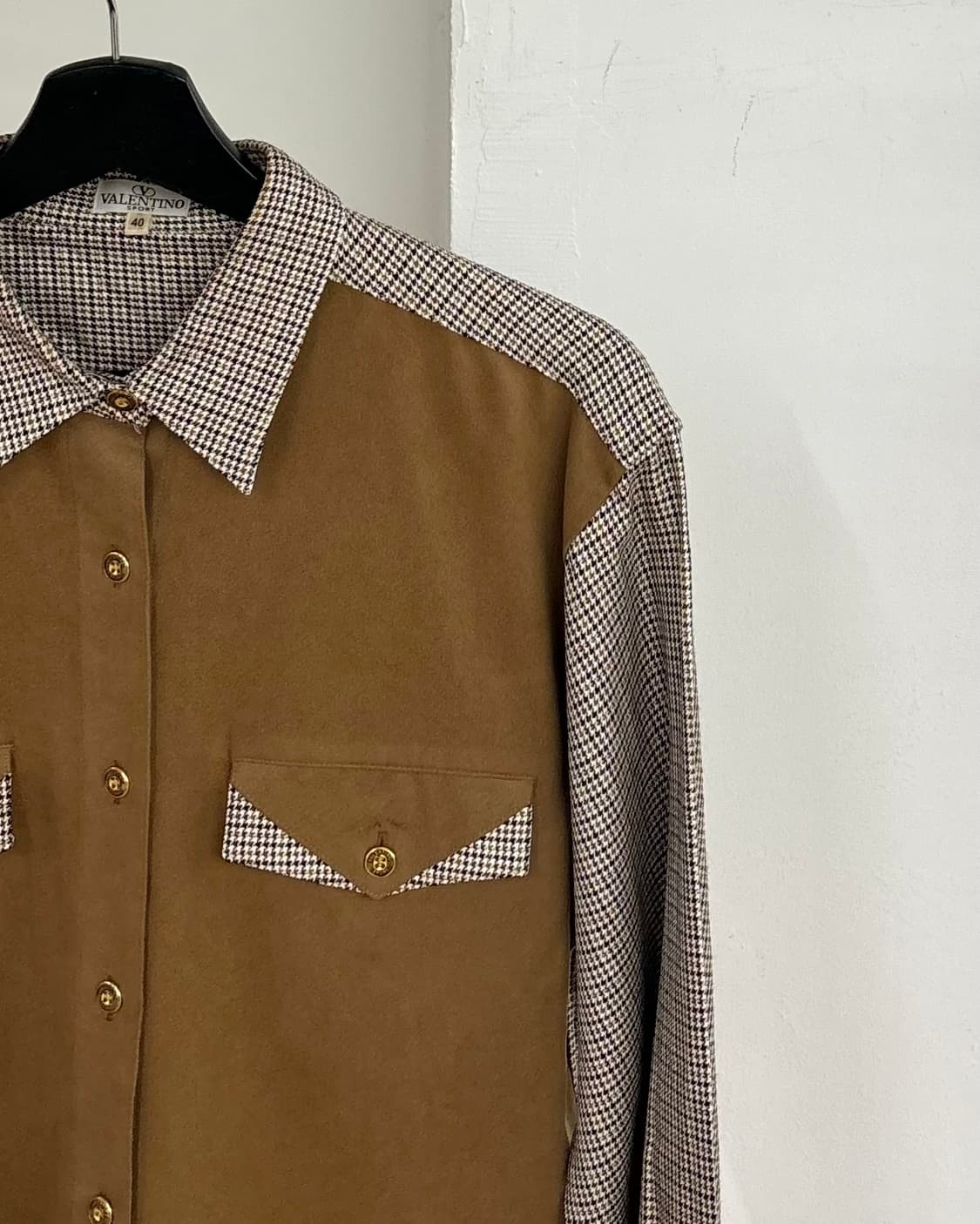 발렌티노 브라운 웨스턴 체크 셔츠 상품이미지4