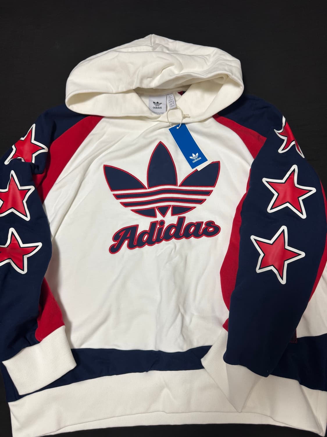 정품새제품 아디다스 오리지널 레트로 별 레터링 오버 후드 XL 상품이미지1