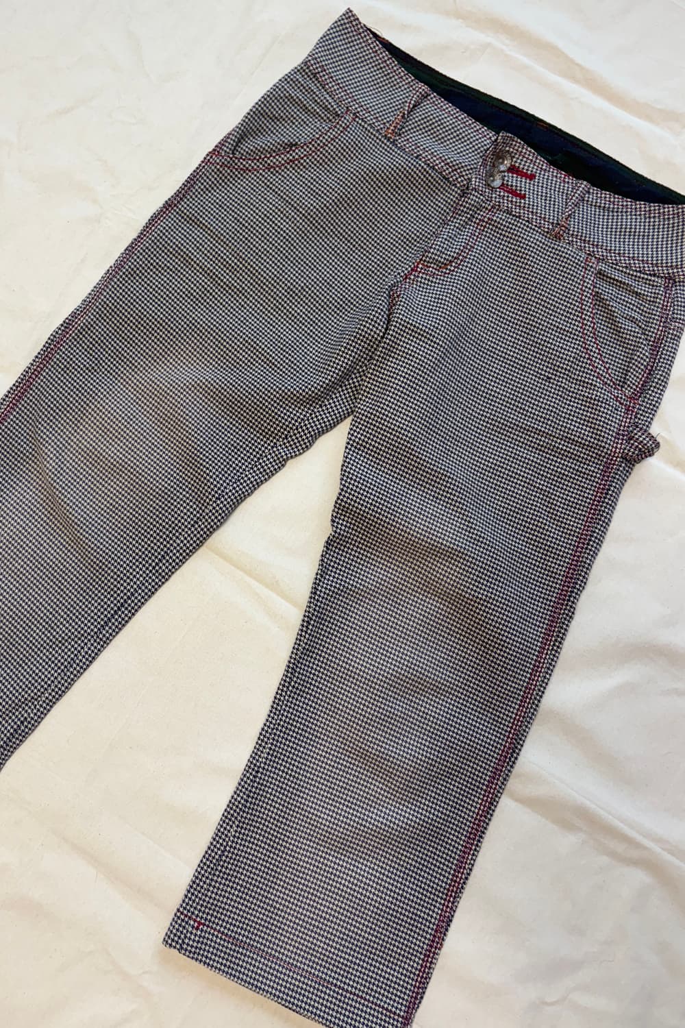 Houndstooth Pattern Cropped Capri Pants  상품이미지8