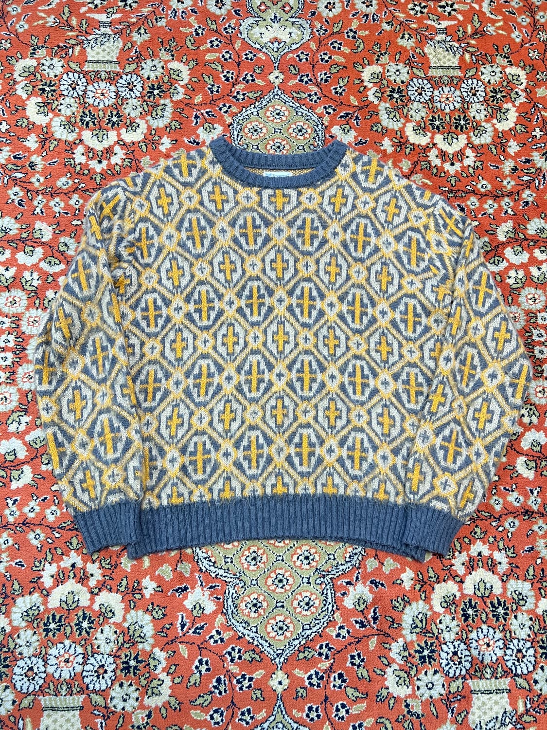 [M] Penny’s towncraft 크로스 패턴 니트 옐로브라운 상품이미지2