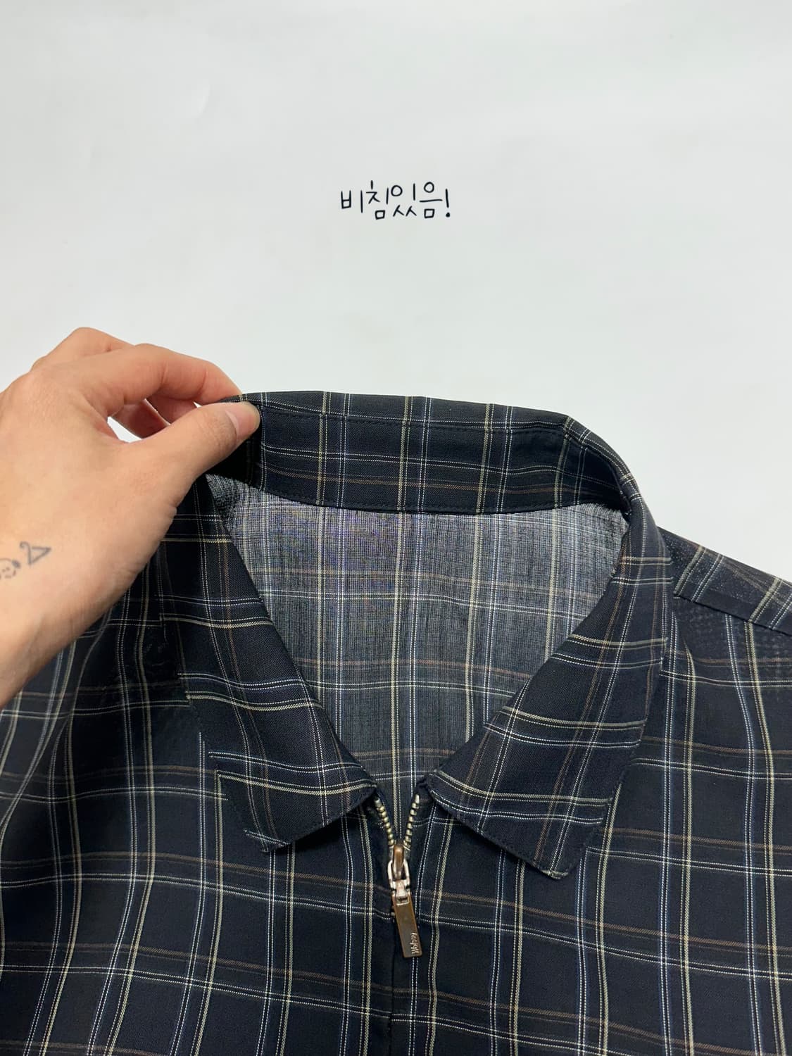 울시 빈티지 써머 울 체크 블루종 자켓 올드스쿨 상품이미지8