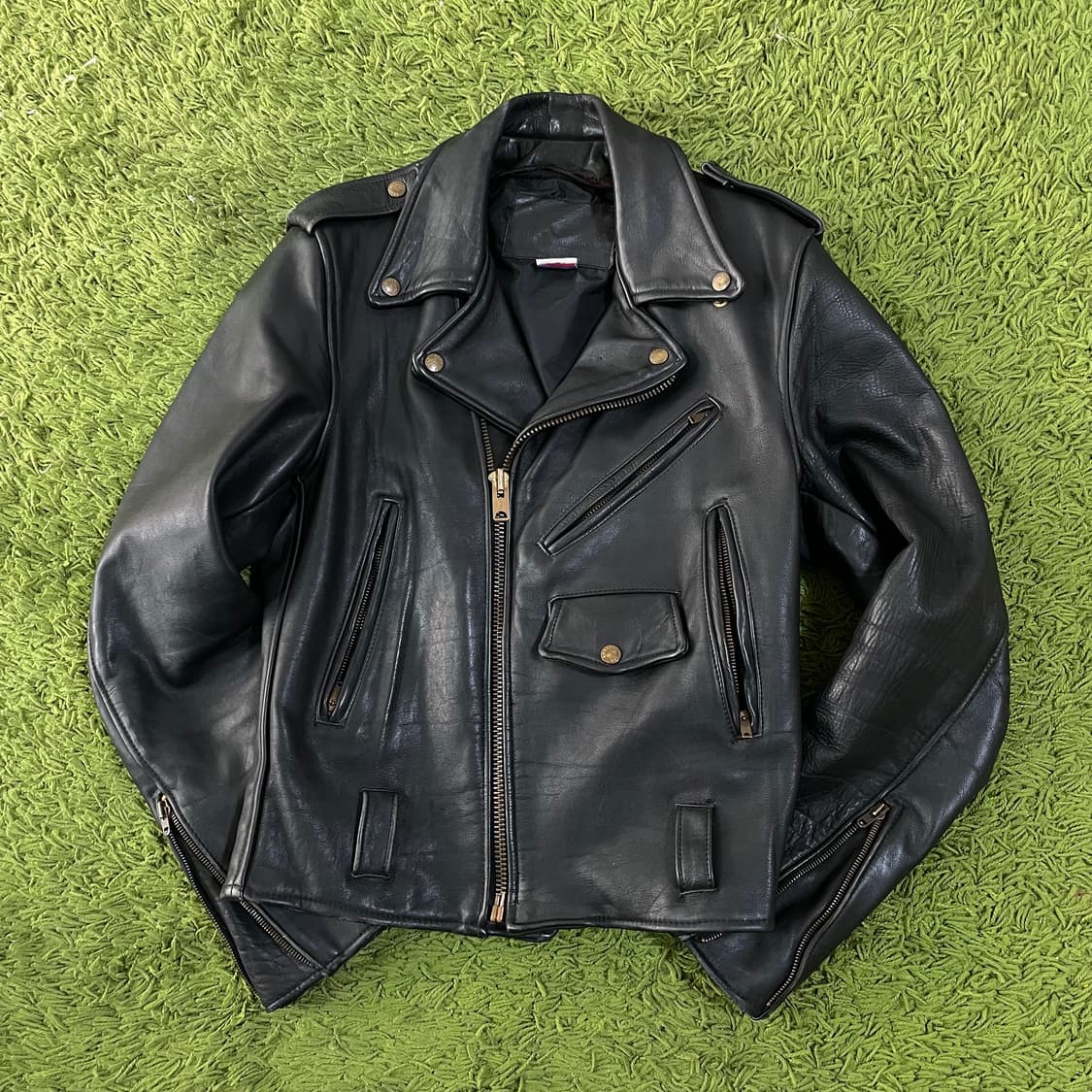 브랜디드 가죽 라이더 자켓 상품이미지2