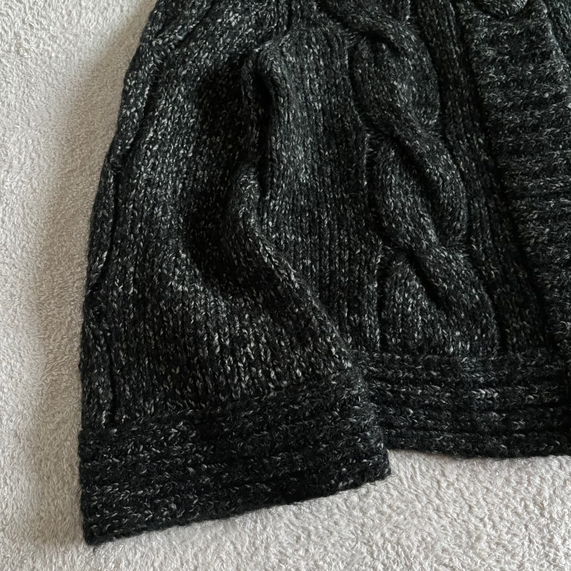 일본빈티지 무채색 작사 차콜 크롭 니트 가디건 상품이미지3