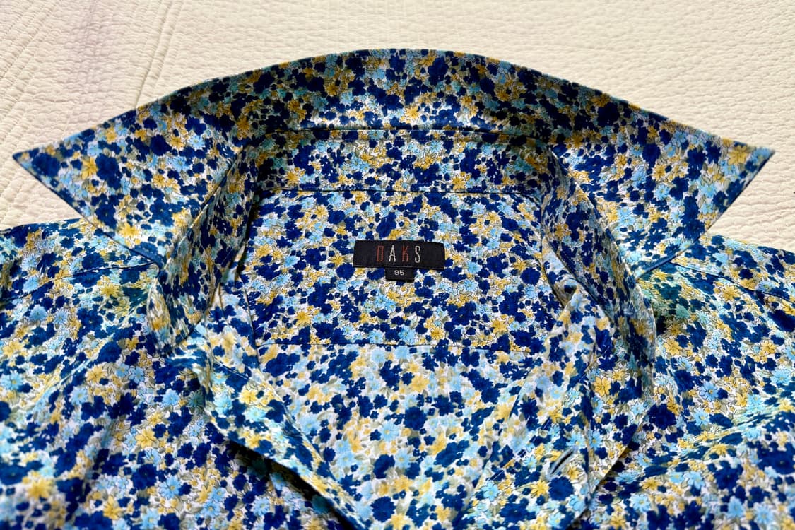 닥스 DAKS 남성 셔츠 플라워 프린트 블루 옐로우 믹스 패턴 면 100 상품이미지3