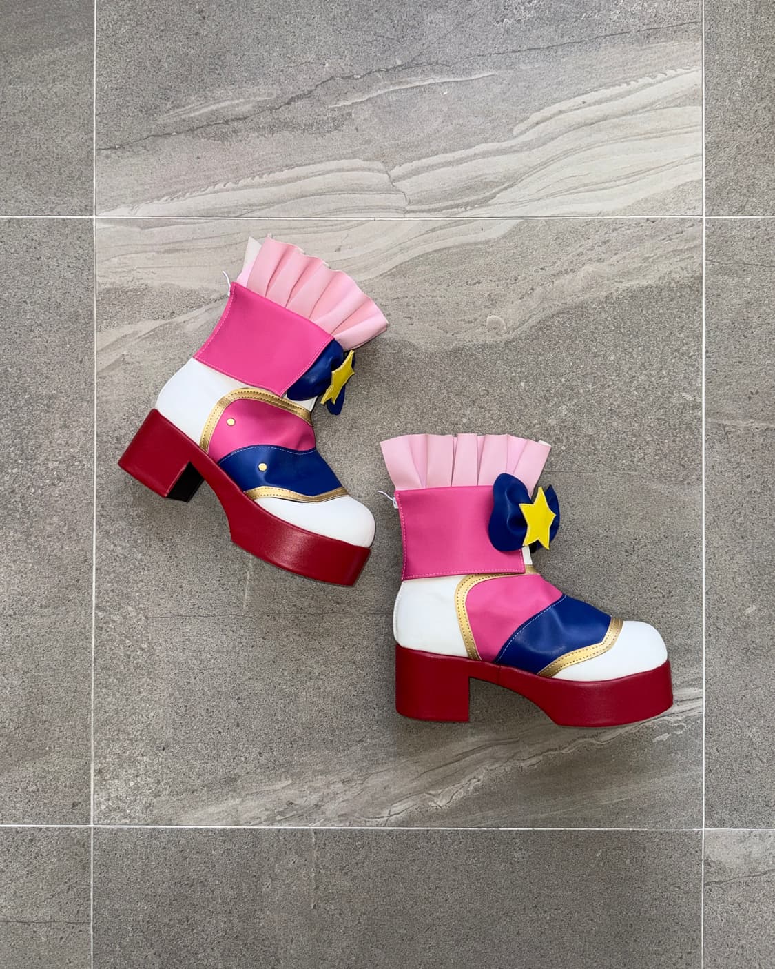 Pink star ribbon flat form boots 상품이미지4