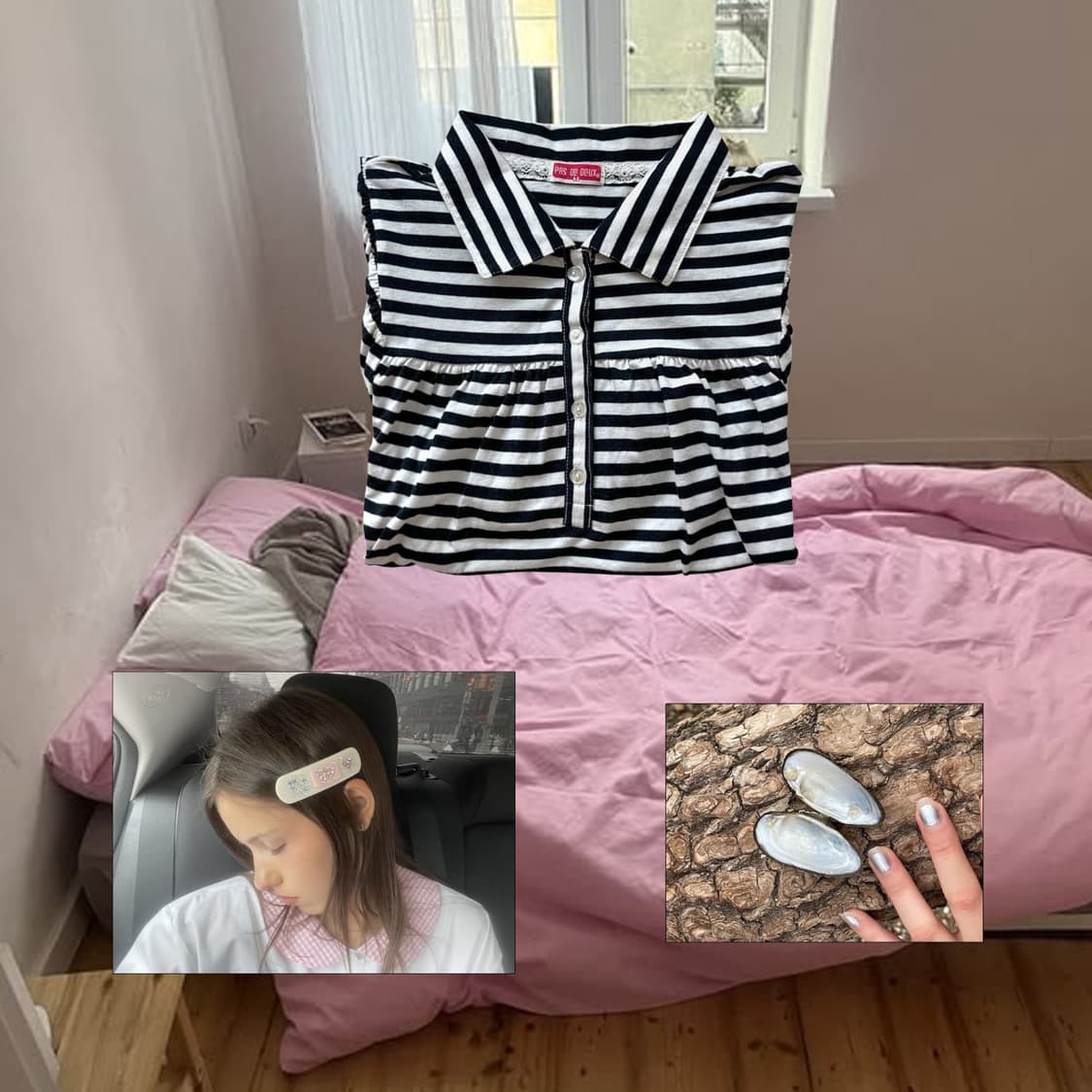 .·˖*·⑅Stripe Half Sleeve ♡ 상품이미지1