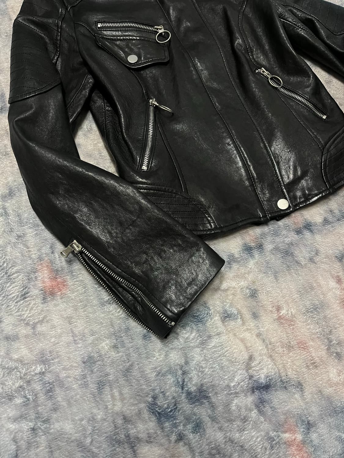 Egoist lamb skin single rider jacket 상품이미지4