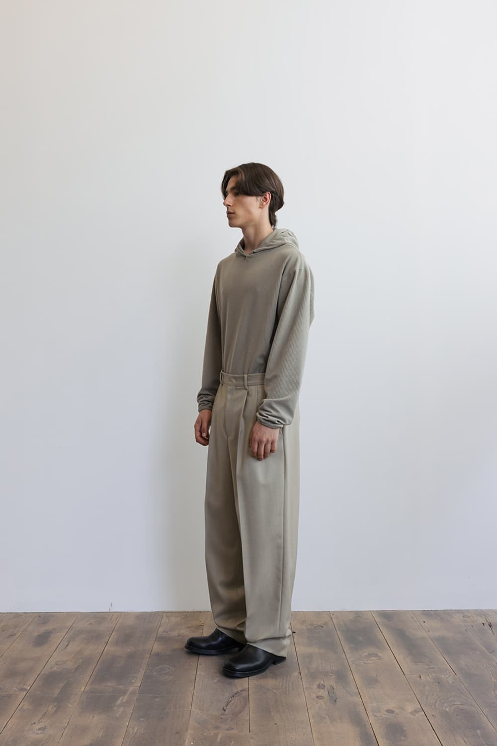 르셉템버 와플 니트 풀오버 후디 세이지 그린 48 (새상품) 상품이미지5