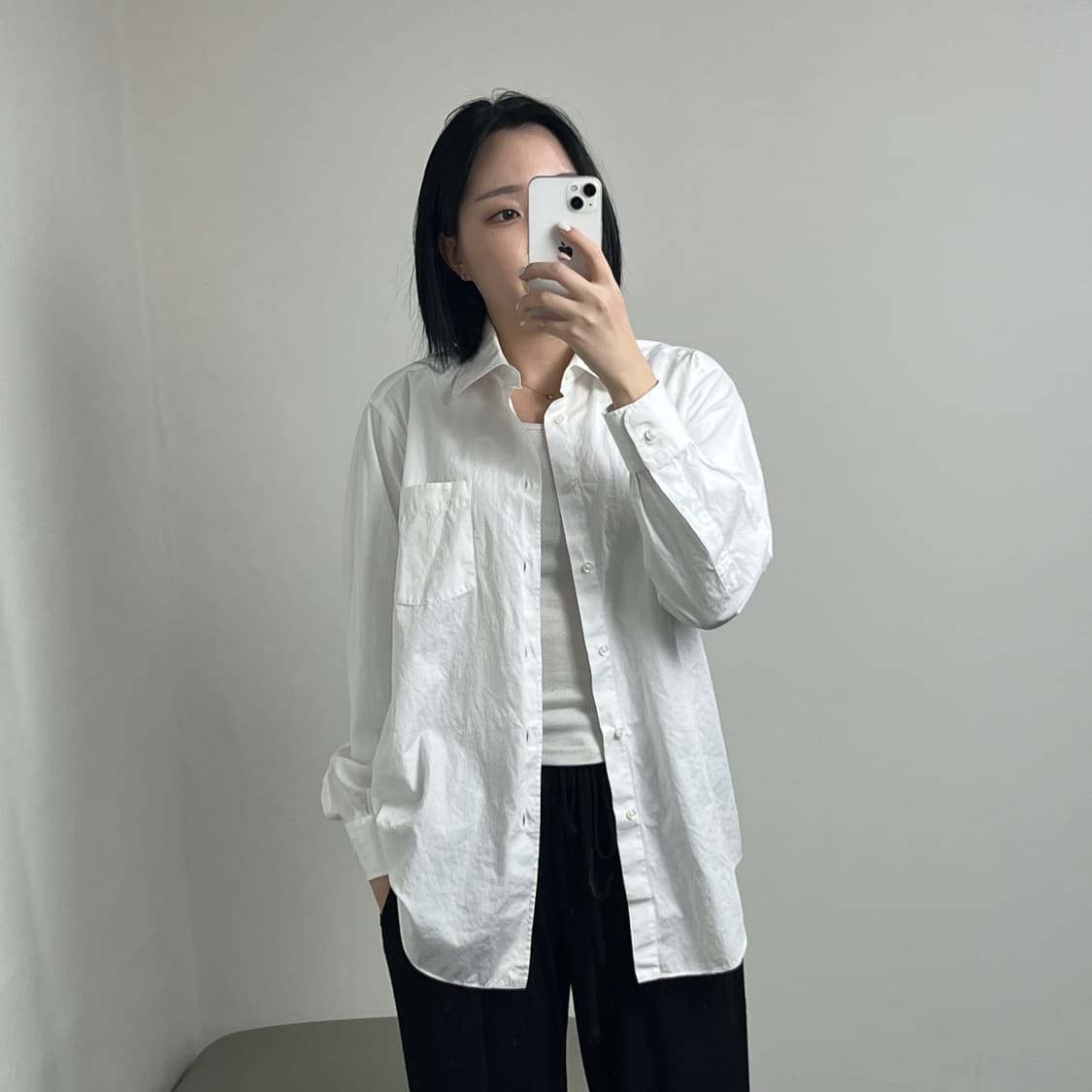 랑방 화이트 셔츠 (남녀공용 상품이미지2