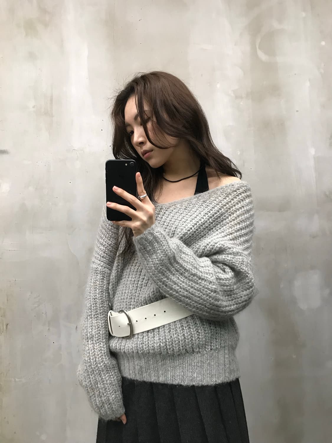 Mohair off shoulder knit 상품이미지7