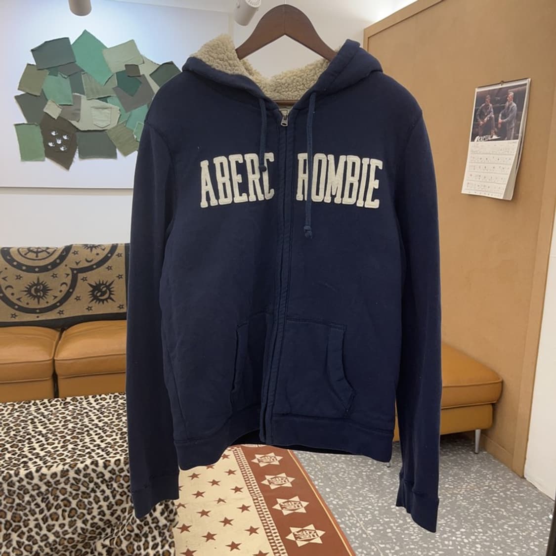아베크롬비 캐주얼 레트로 스펠로고 양털 후드집업 L C08774 상품이미지3