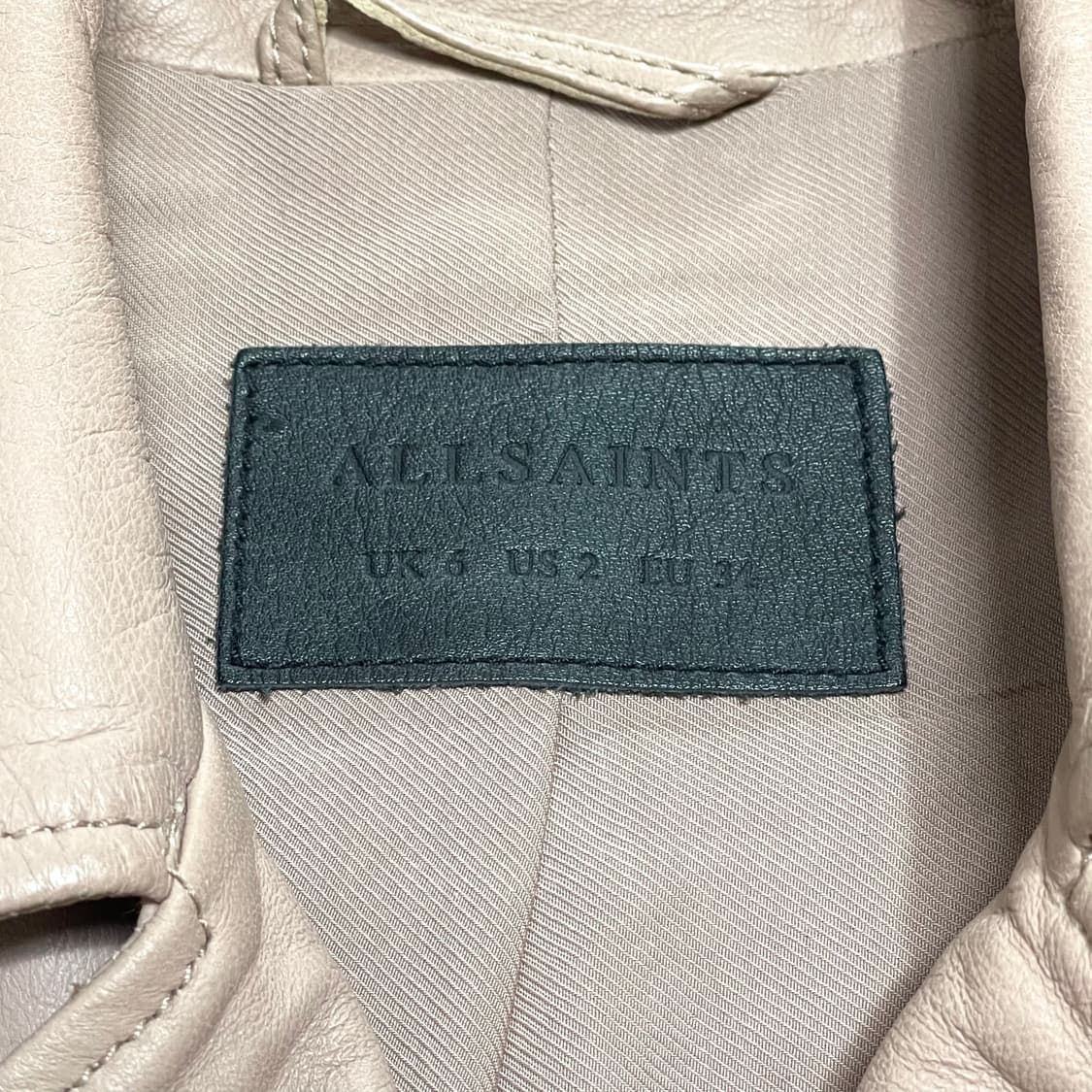 올세인트 핑크베이지 새끼양가죽100 바이커 가죽자켓 US2 상품이미지3