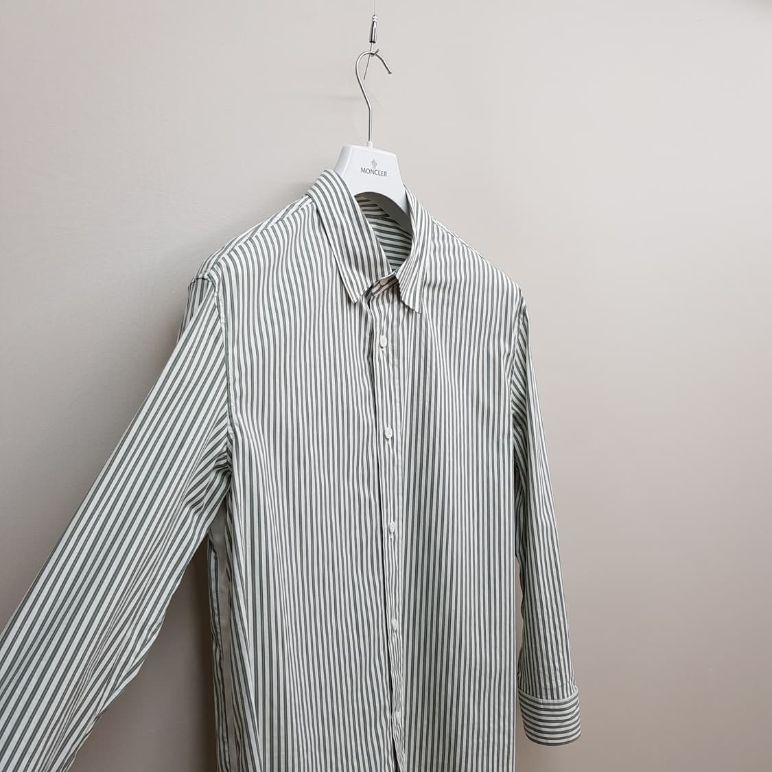 한섬 시스템 2023 그린 스트라이프 코튼 셔츠 100사이즈 상품이미지3